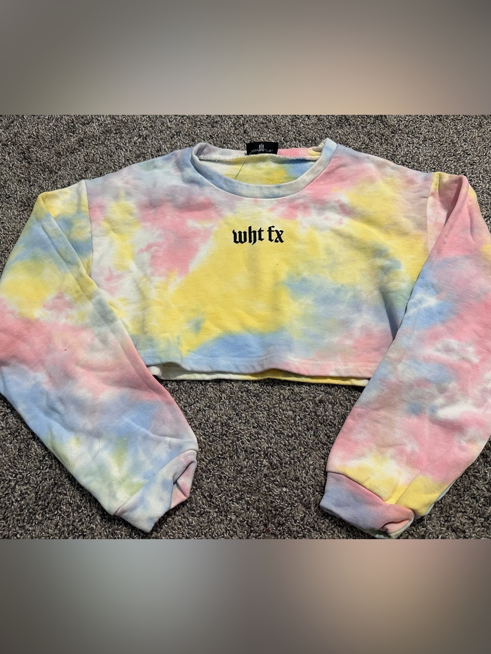 White Fox Tie-Dye Cropped Sweatshirt - Pastel Multi